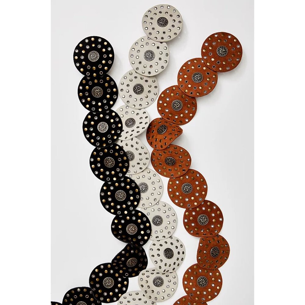 Free People Brown Leather Disc Statement Belt - Picture 5 of 6